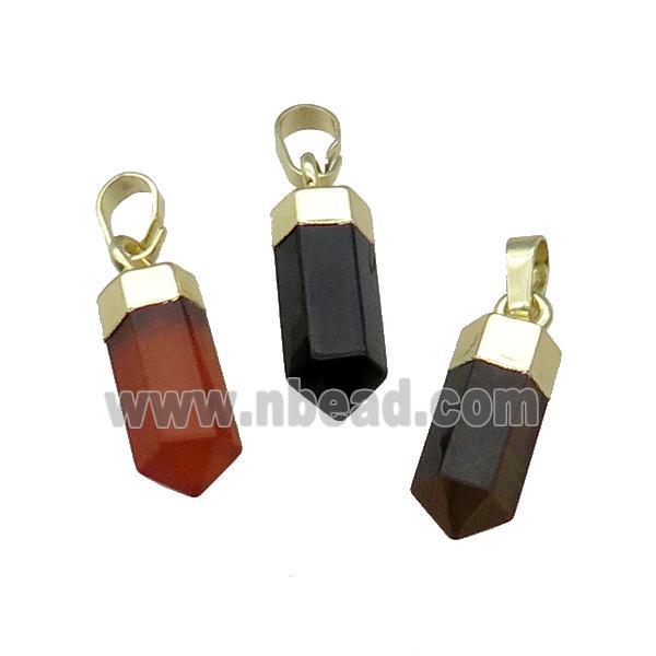 Mix Gemstone Bullet Pendant Prism Gold Plated