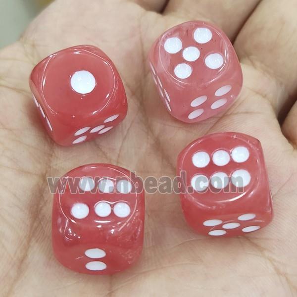 Pink Synthetic Watermelon Quartz Cube Dice