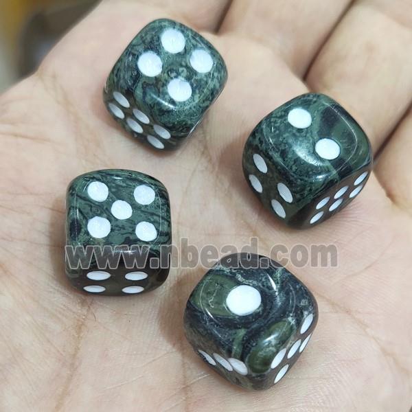 Green Kambaba Jasper Cube Dice