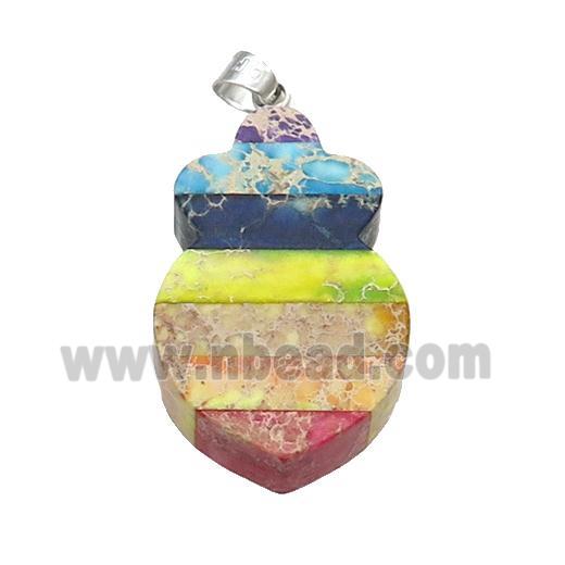 Rainbow Imperial Jasper Shield Chakra Pendant 