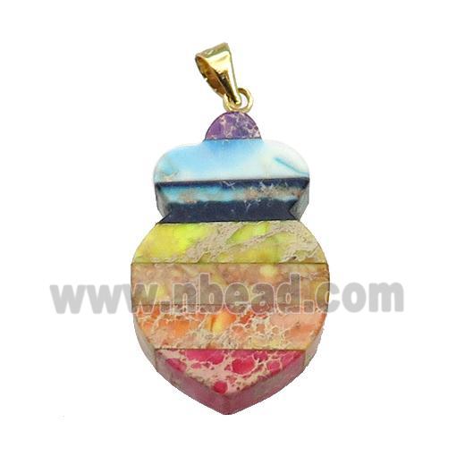 Rainbow Imperial Jasper Shield Pendant