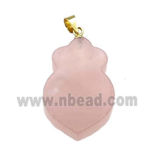 Pink Rose Quartz Shield Pendant