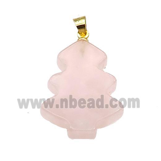 Rose Quartz Christmas Tree Pendant Pink