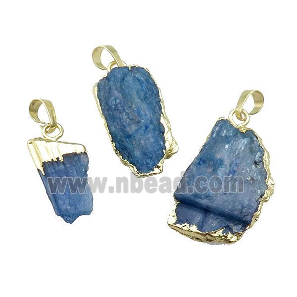 Blue Kyanite Pendant Freeform Gold Plated