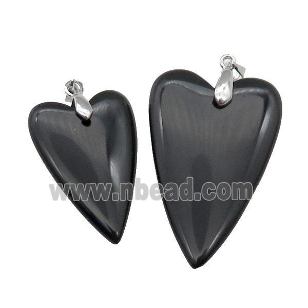 Black Onyx Agate Heart Pendant