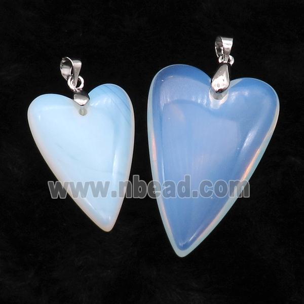 White Opalite Heart Pendant