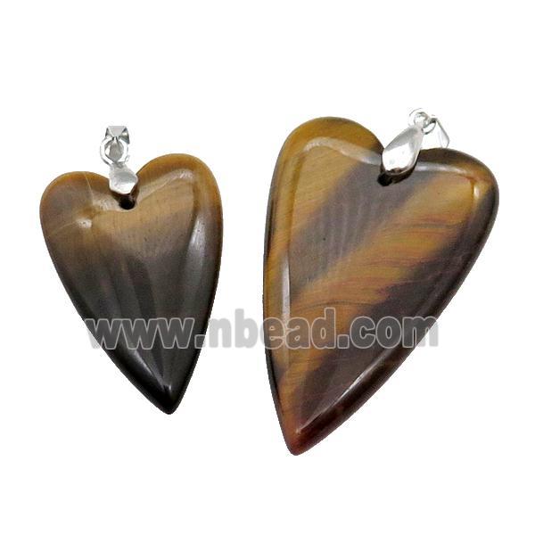 Yellow Tiger Eye Stone Heart Pendant