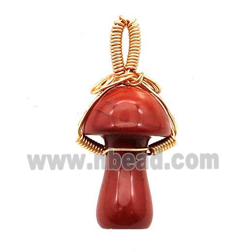 Red Jasper Mushroom Pendant Wire Wrapped