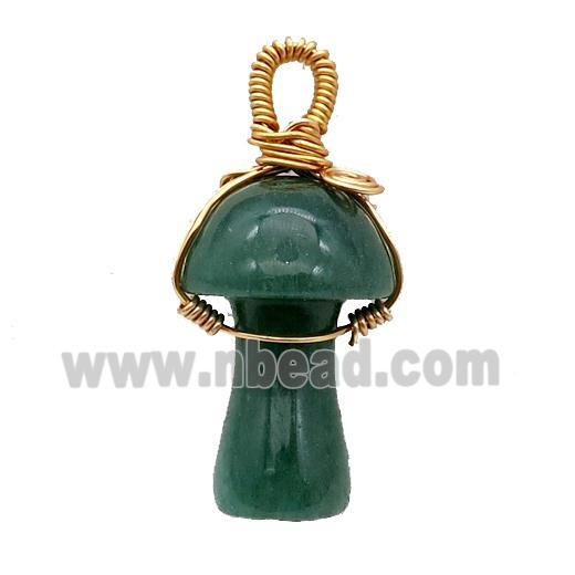 Green Aventurine Mushroom Pendant Wire Wrapped