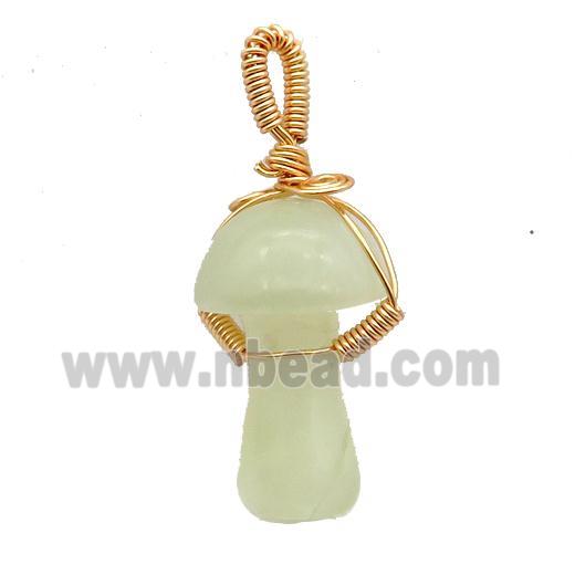 Dye Jade Mushroom Pendant Wire Wrapped