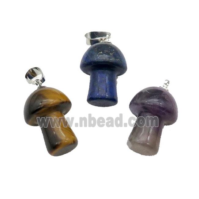 Mixed Gemstone Mushroom Pendant