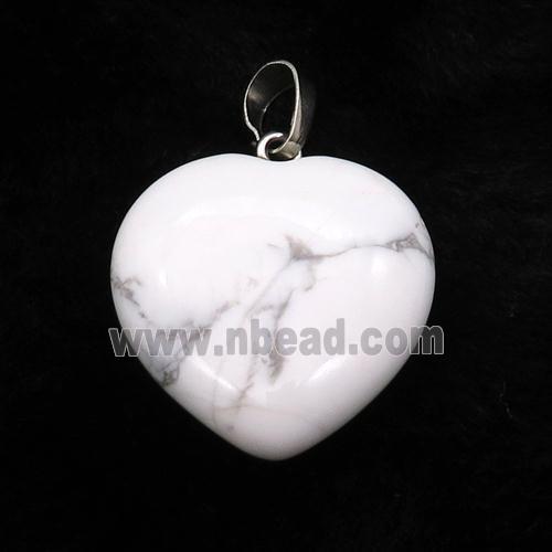 White Howlite Turquoise Heart Pendant