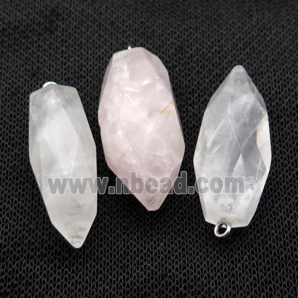 Clear Quartz Crystal Bullet Pendant Faceted