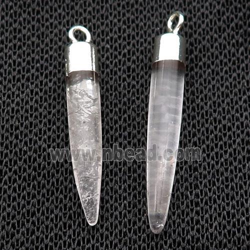 Clear Quartz Bullet Pendant Silver Plated