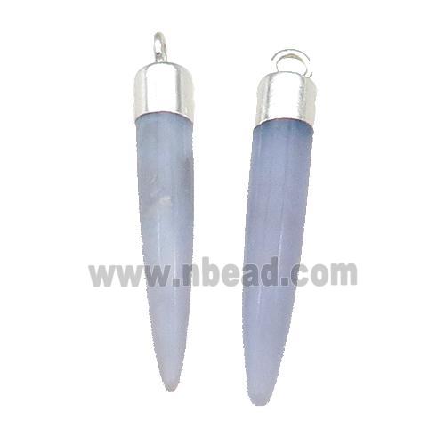 Blue Lace Agate Bullet Pendant Silver Plated