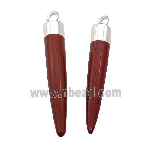 Red Jasper Bullet Pendant Silver Plated