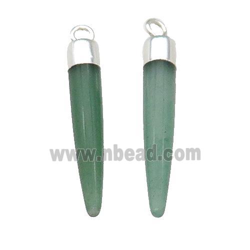 Green Aventurine Bullet Pendant Silver Plated