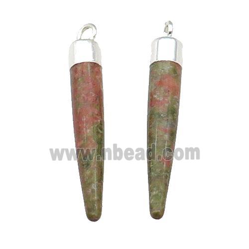 Unakite Bullet Pendant Silver Plated