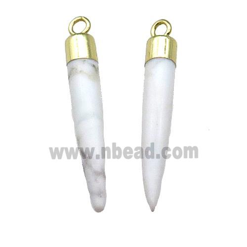 White Howlite Turquoise Bullet Pendant Gold Plated