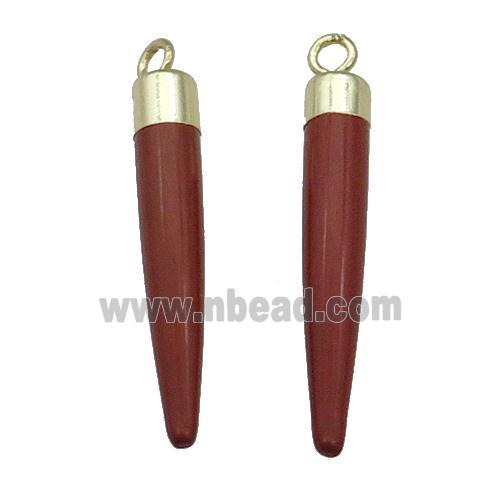 Red Jasper Bullet Pendant Gold Plated