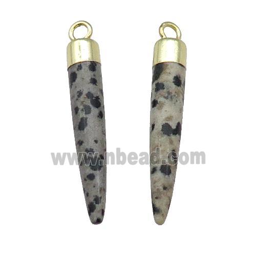 Black Dalmatian Jasper Bullet Pendant Gold Plated