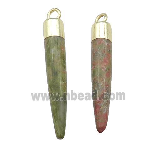 Unakite Bullet Pendant Gold Plated