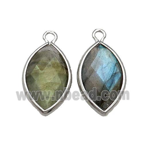 Labradorite Eye Pendant Faceted Platinum Plated