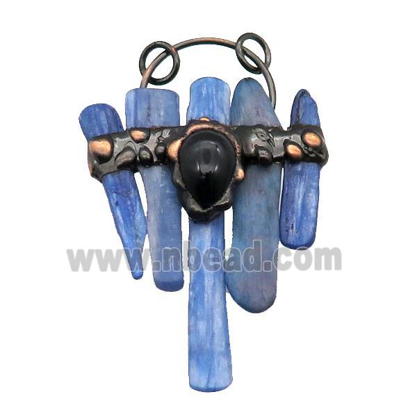 Blue Kyanite Pendant Stick Antique Red