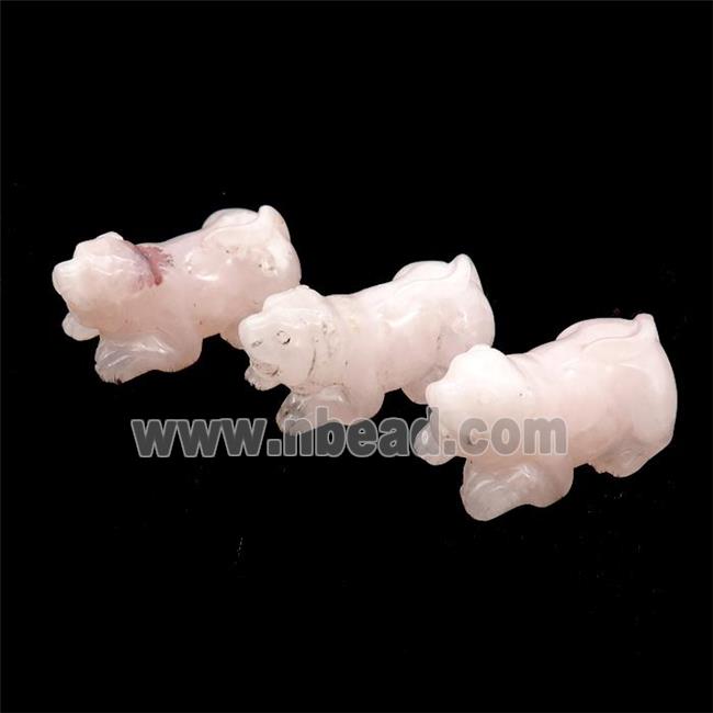 Pink Rose Quartz Dog No Hole