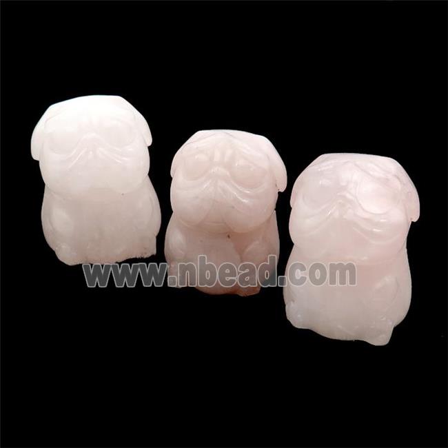 Pink Rose Quartz Sharpei Dog No Hole