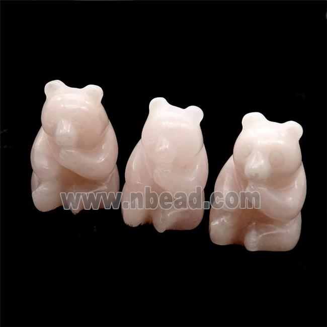 Pink Rose Quartz Bear No Hole