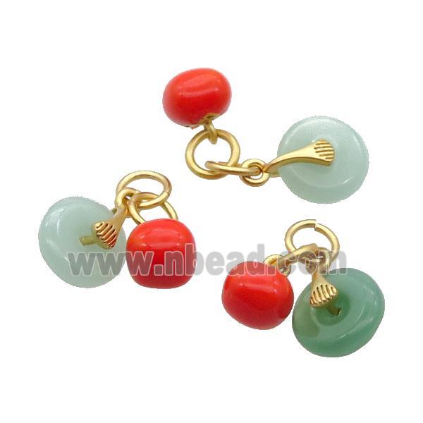 Green Jade Pendant Gold Plated Dye