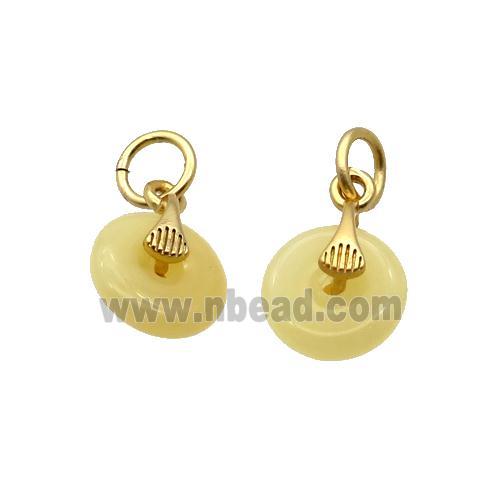 Yellow Jade Pendant Gold Plated Dye