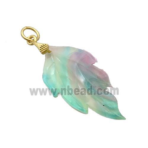 Rainbow Acrylic Leaf Pendant