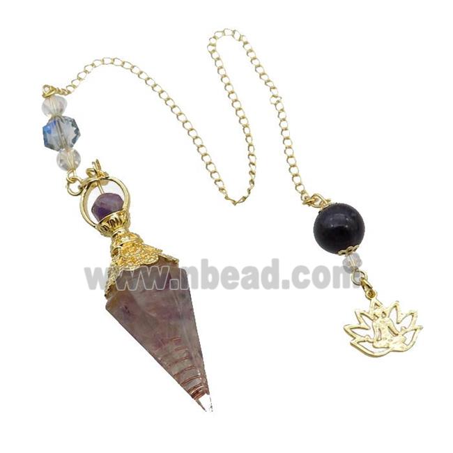 Fluorite Chips Resin Pendulum Pendant Chakra Gold Plated