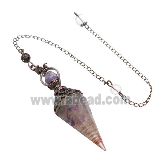 Multicolor Fluorite Chips Resin Pendulum Pendant Antique Red