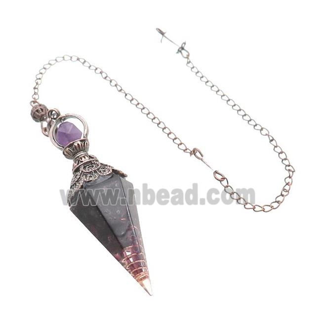 Garnet Chips Resin Pendulum Pendant Antique Red