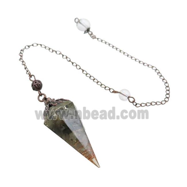 Labradorite Chips Resin Pendulum Pendant Antique Red