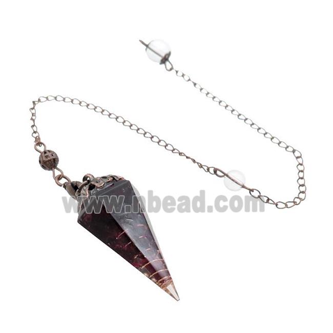 Garnet Chips Resin Pendulum Pendant Antique Red