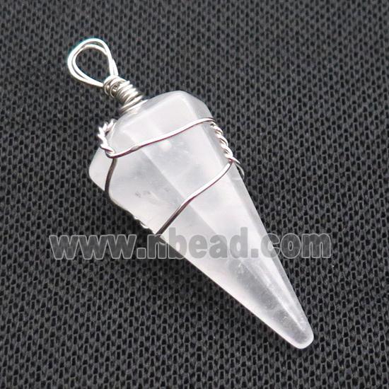 Clear Quartz Pendulum Pendant Wire Wrapped