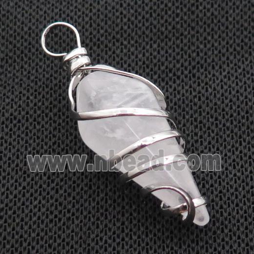 Clear Quartz Crystal Pendulum Pendant Wire Wrapped