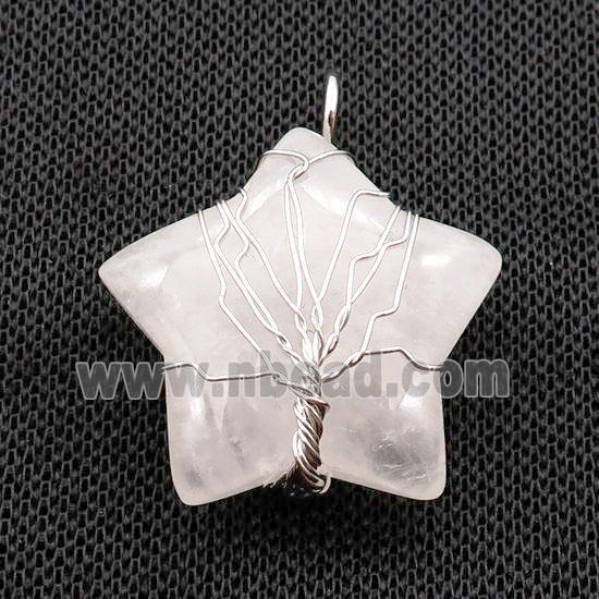 Clear Quartz Star Pendant Wire Wrapped