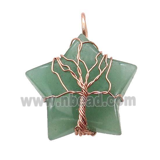 Green Aventurine Star Pendant Tree Wire Wrapped