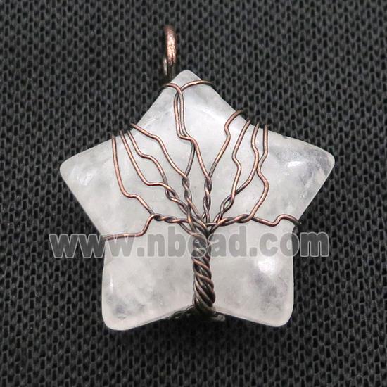 Clear Quartz Star Pendant Tree Wire Wrapped