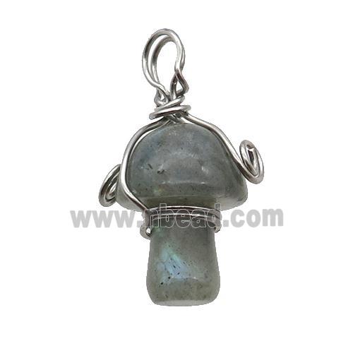 Labradorite Mushroom Pendant Wire Wrapped