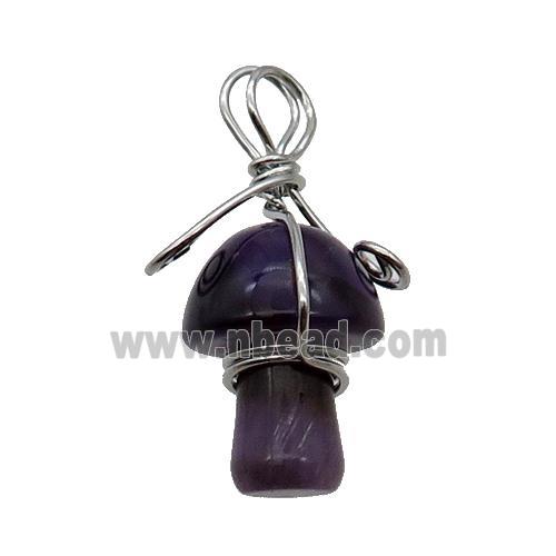 Purple Amethyst Mushroom Pendant Wire Wrapped