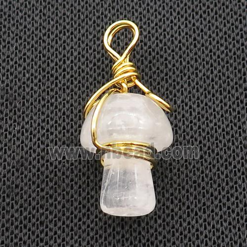 Clear Quartz Mushroom Pendant Wire Wrapped