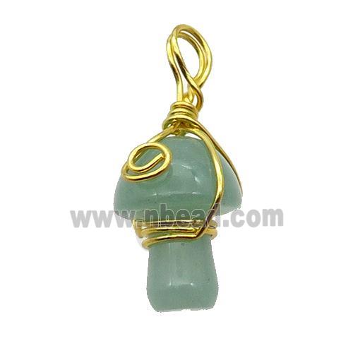 Green Aventurine Mushroom Pendant Wire Wrapped