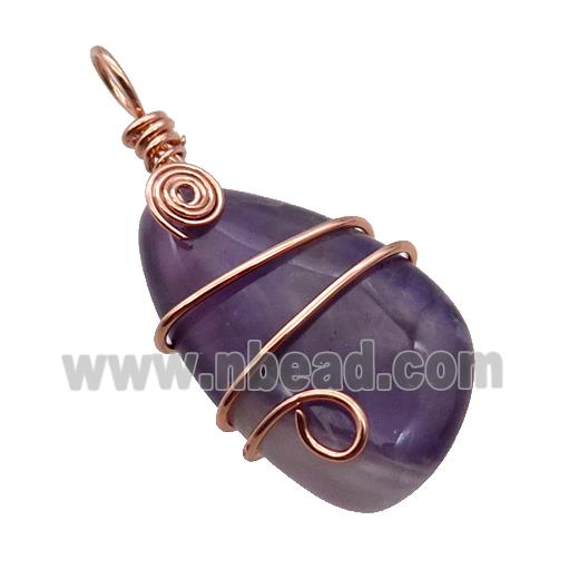 Purple Amethyst Teardrop Pendant Wire Wrapped