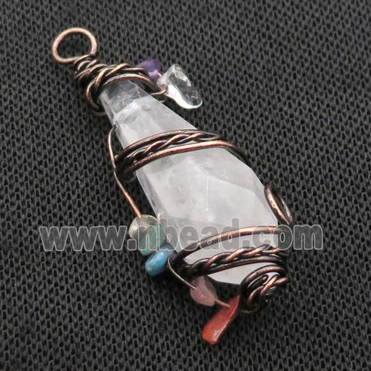 Clear quartz Teardrop Pendant Wire Wrapped